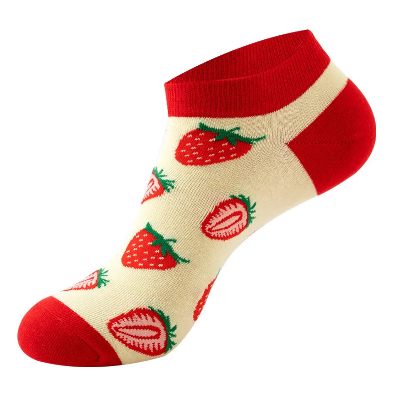 Unisex Cute Modern Style Fruit Strawberry Watermelon Cotton Ankle Socks A Pair