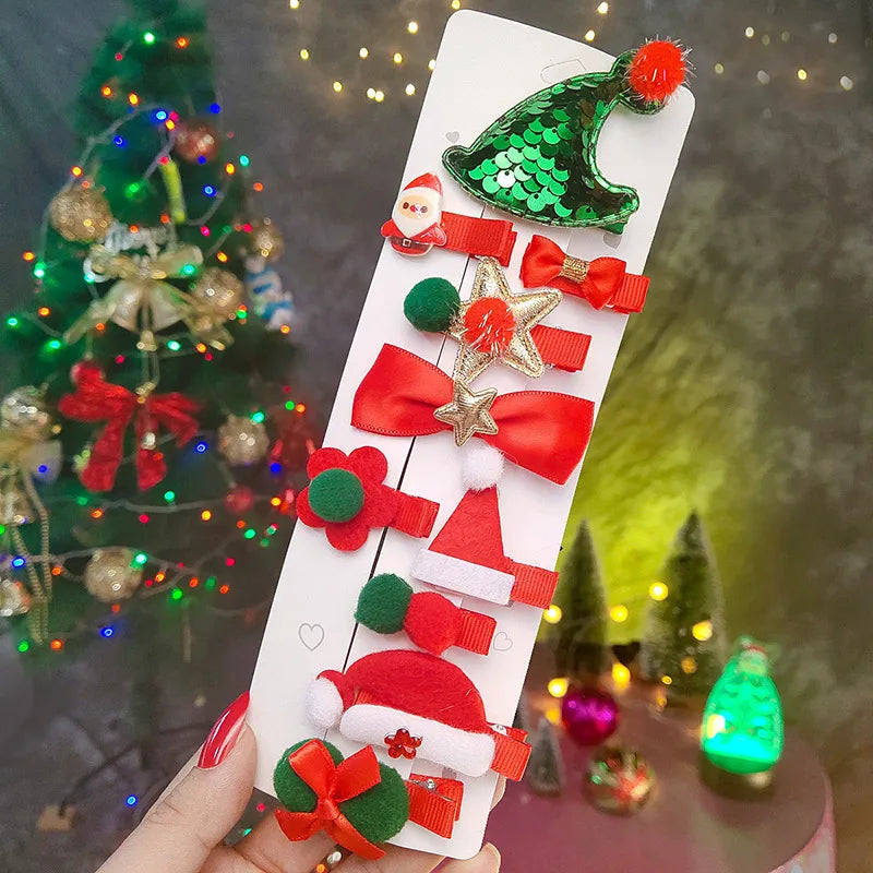 Christmas Christmas Bow Knot Cloth Metal Party Hairpin