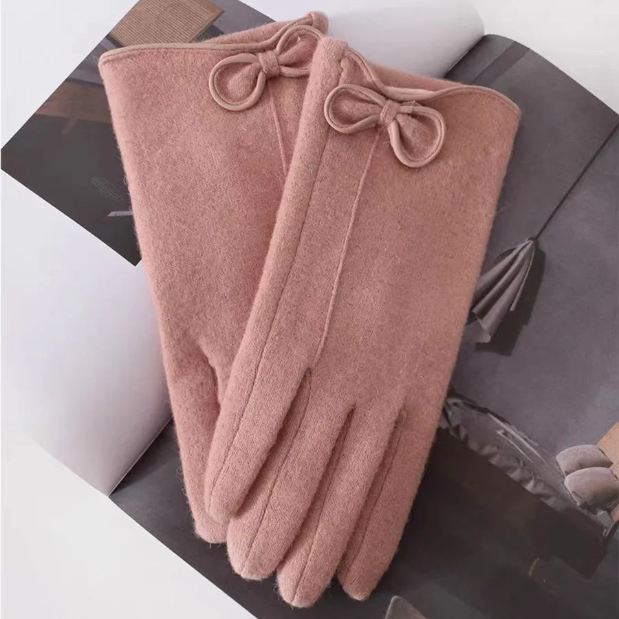Women's Basic Lady Simple Style Bow Knot Gloves