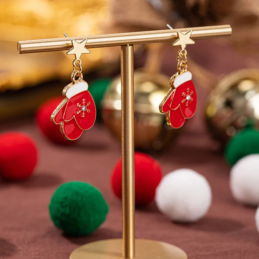 Christmas Theme Alloy Ear Cuff Drop Earrings  New Products Small Pendant Diy Accessories Christmas Hat