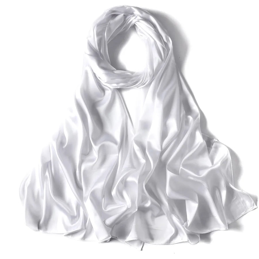 women's streetwear solid color satin winter scarves