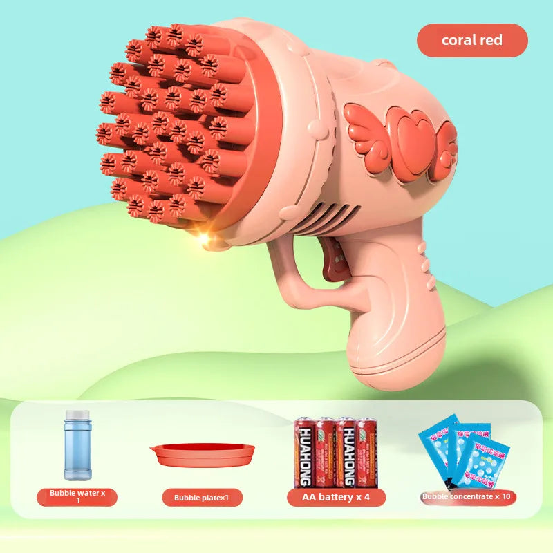 Shake the same 69-hole electric bubble machine children's toys handheld Gatling rocket launcher 32-hole bubble gun wholesale