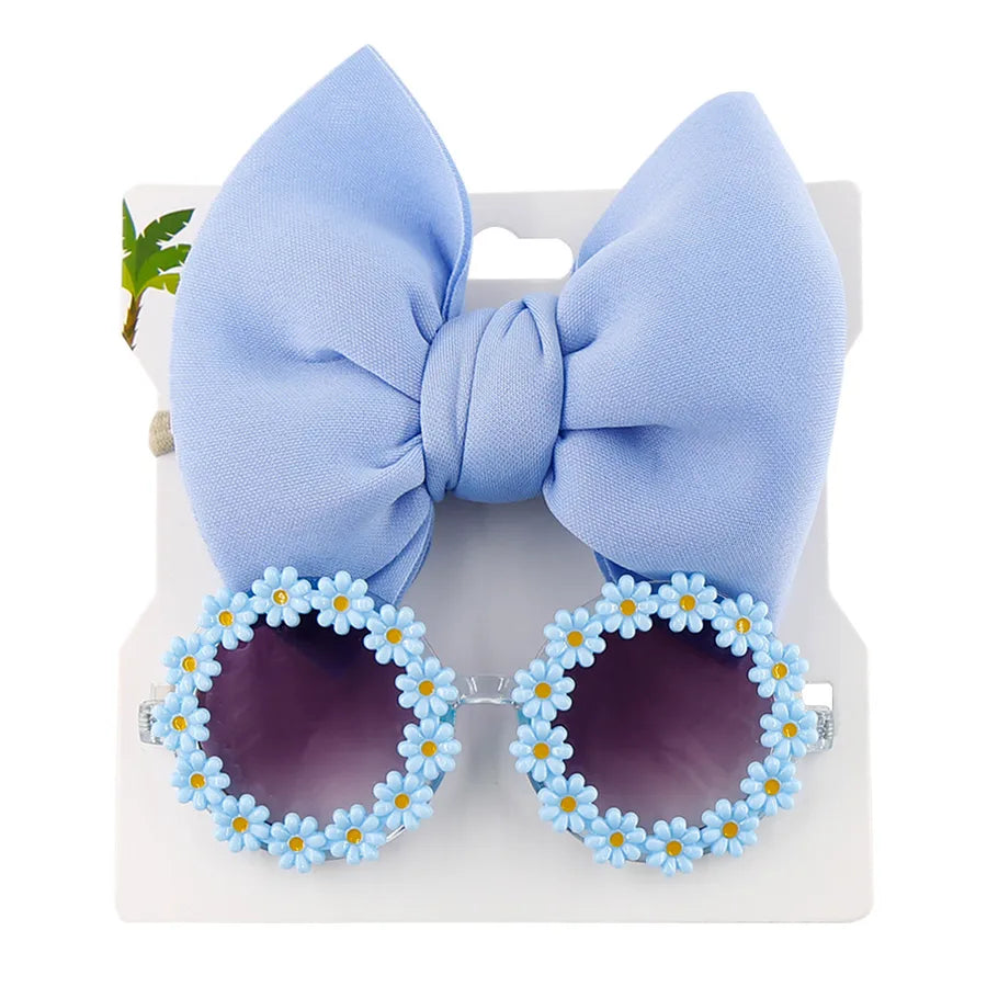 girl's fashion flower ac round frame sunglasses