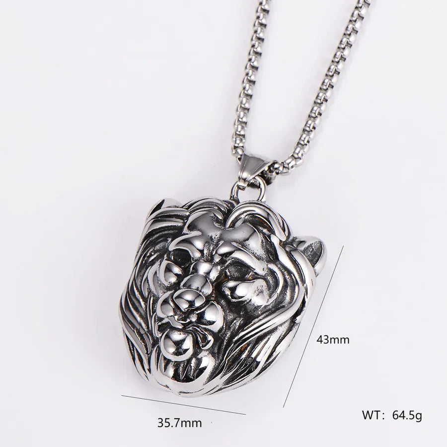 Wholesale Jewelry Retro Punk Round 304 Stainless Steel Pendant Necklace box chain