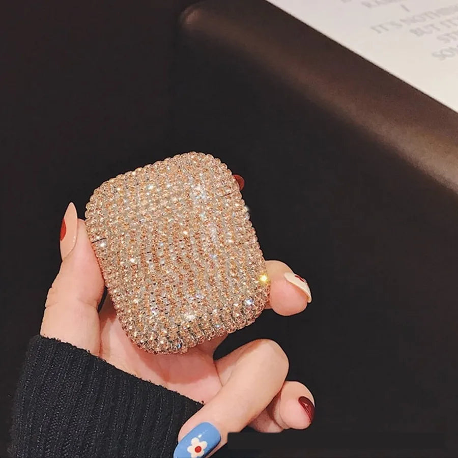 PC Rhinestone Solid Color Shiny Earphone case Phone Accessories
