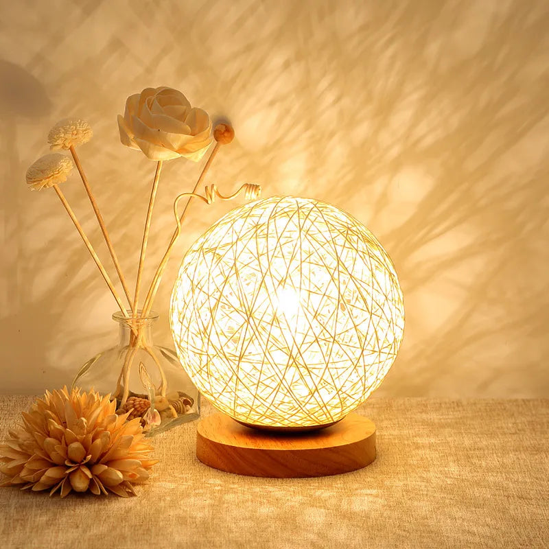 Hemp ball rattan light LED night light desk star light atmosphere light children's gift usb table lamp bedroom bedside lamp