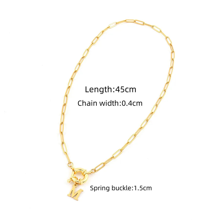 Wholesale Jewelry Elegant Simple Style Classic Style Letter 201 Stainless Steel 304 Stainless Steel Copper Paperclip Chain Pendant Necklace