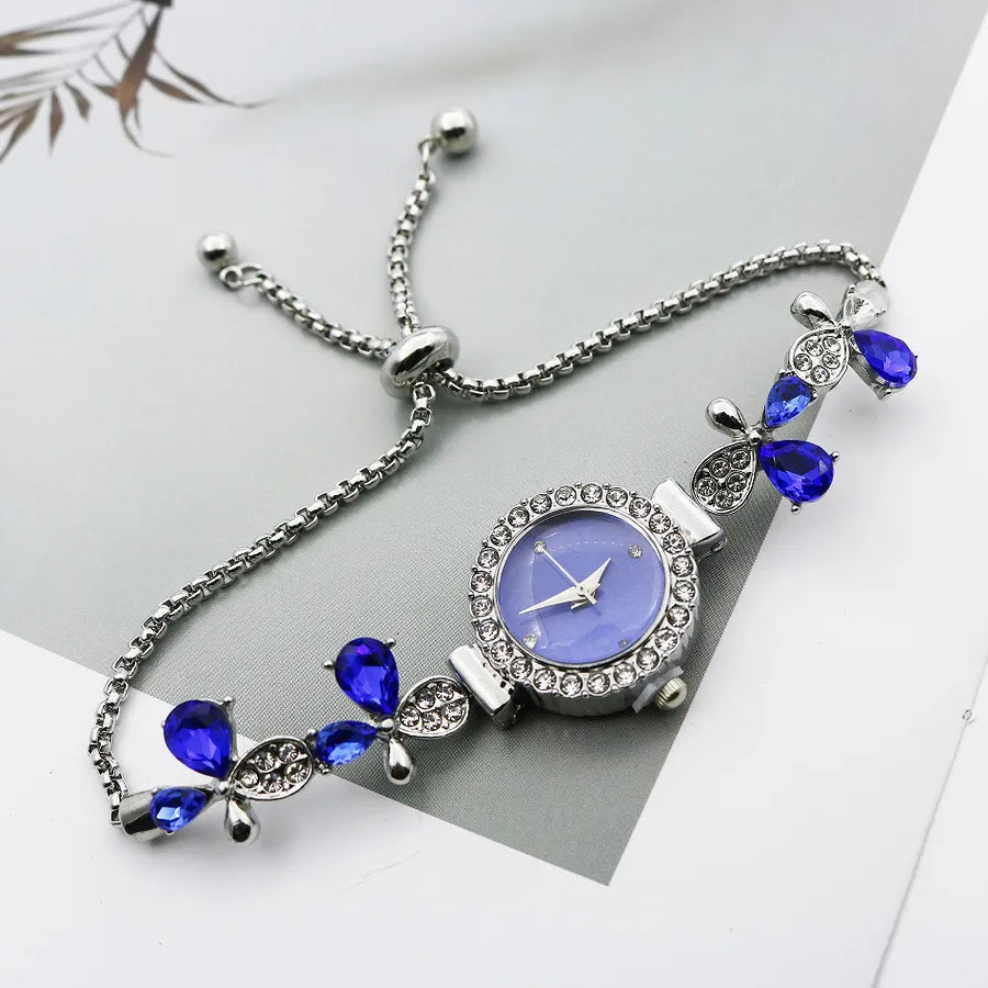 Casual Shiny Flower Jewelry Buckle Quartz Women's Watches