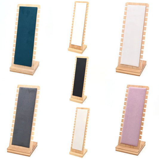 1 Pc/Package PU Leather Bamboo Flannel Handmade Simple Style Korean Style Simple Solid Color Rectangle Jewelry Display Jewelry Rack