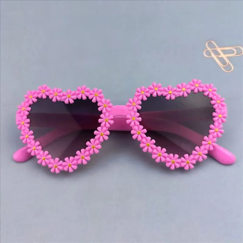Cute Novelty Heart Shape Ac Tinted Lenses Special-Shaped Mirror Full Frame Kids Sunglasses