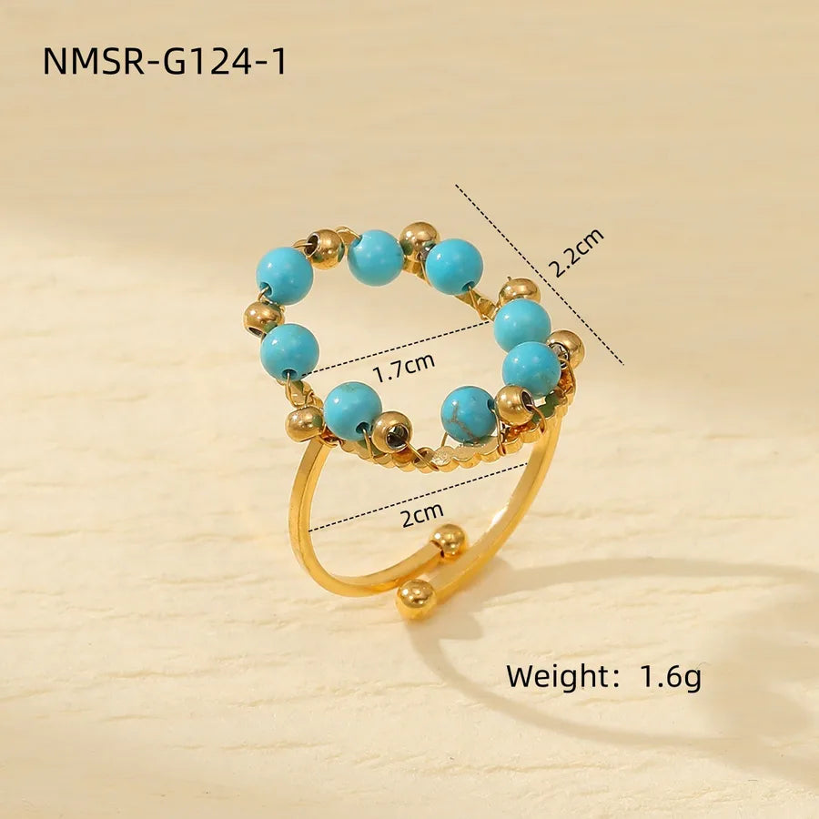 304 Stainless Steel natural stone Simple Style Plating Heart Shape Rings