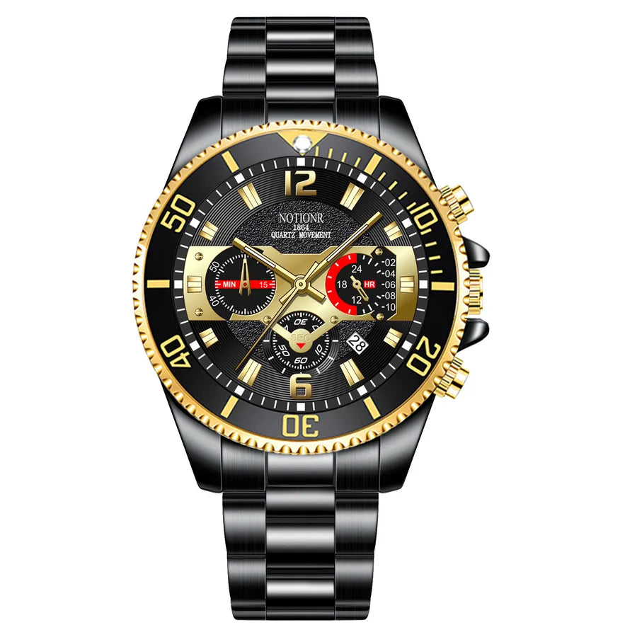 business color block single folding buckle quartz men's watches