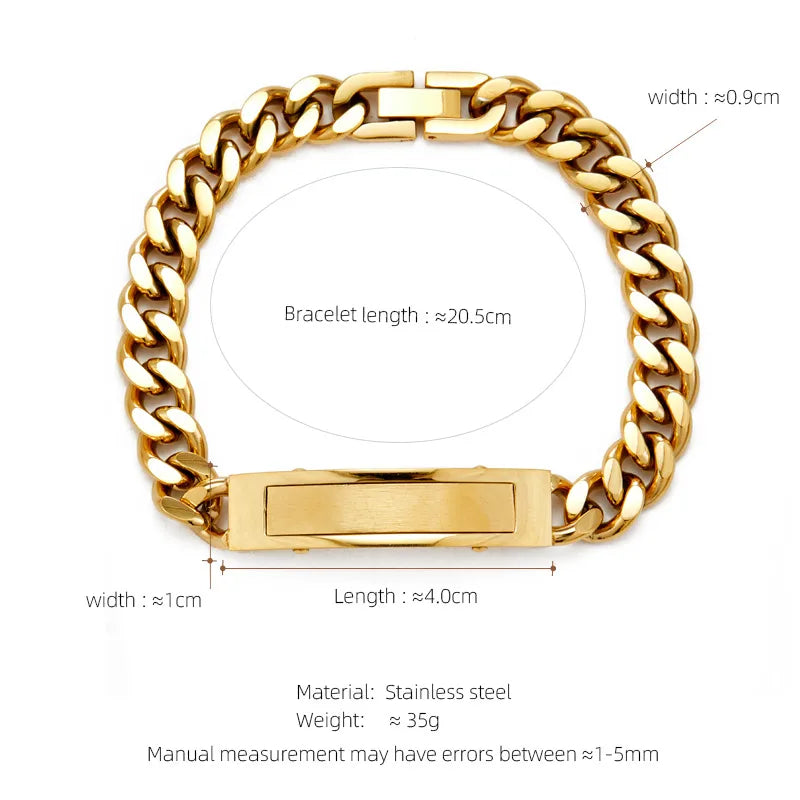 Hip-Hop Geometric 304 Stainless Steel Plating Men's Bracelets Men Chain Bracelets