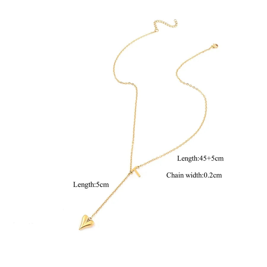 Wholesale Jewelry Elegant Simple Style Classic Style Letter Heart Shape 201 Stainless Steel 304 Stainless Steel cable chain Pendant Necklace