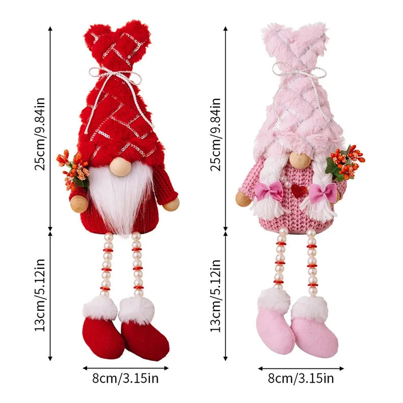 Valentine'S Day Cute Heart Shape Bow Knot Sequin Cloth Date Rudolph Doll Decorations Table Decoration