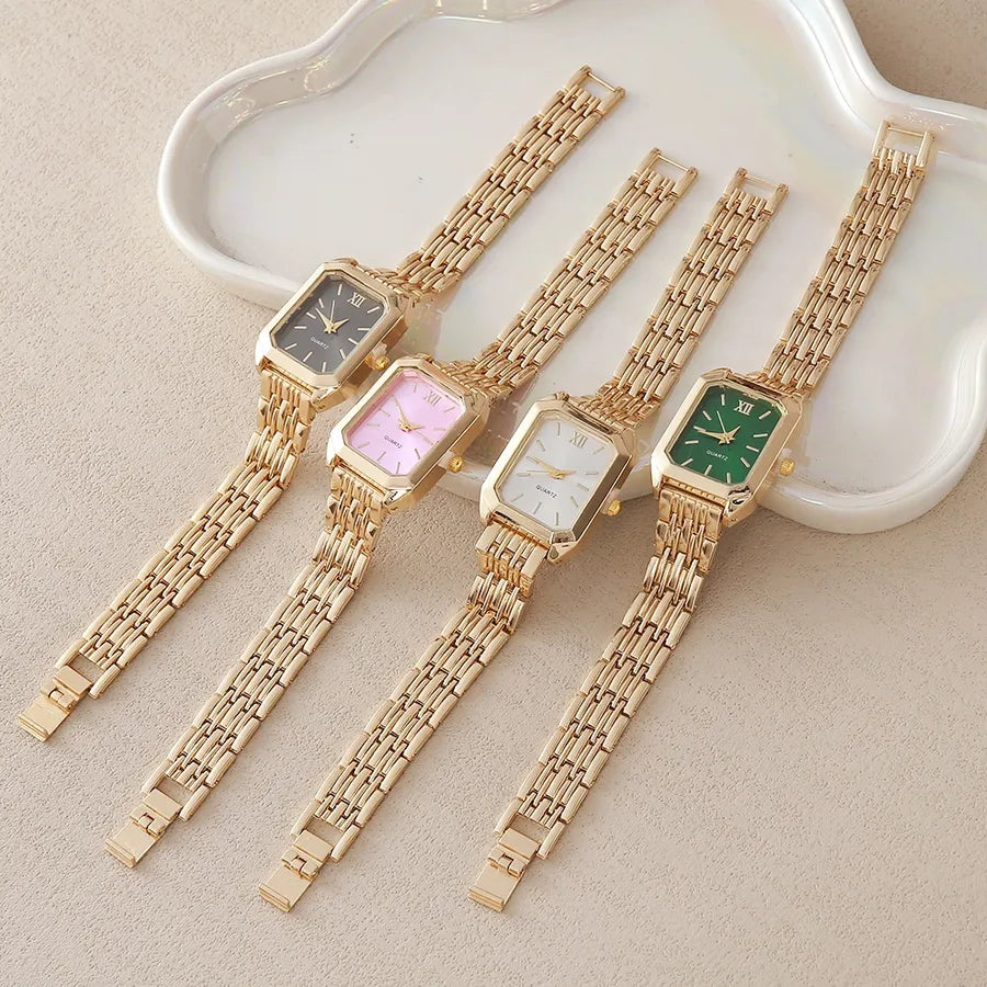 Fashionable Minimalist Square Quartz Women's Watch Stainless Steel Band Luxury Sensation Ladies Wristwatch Elegant Timepiece