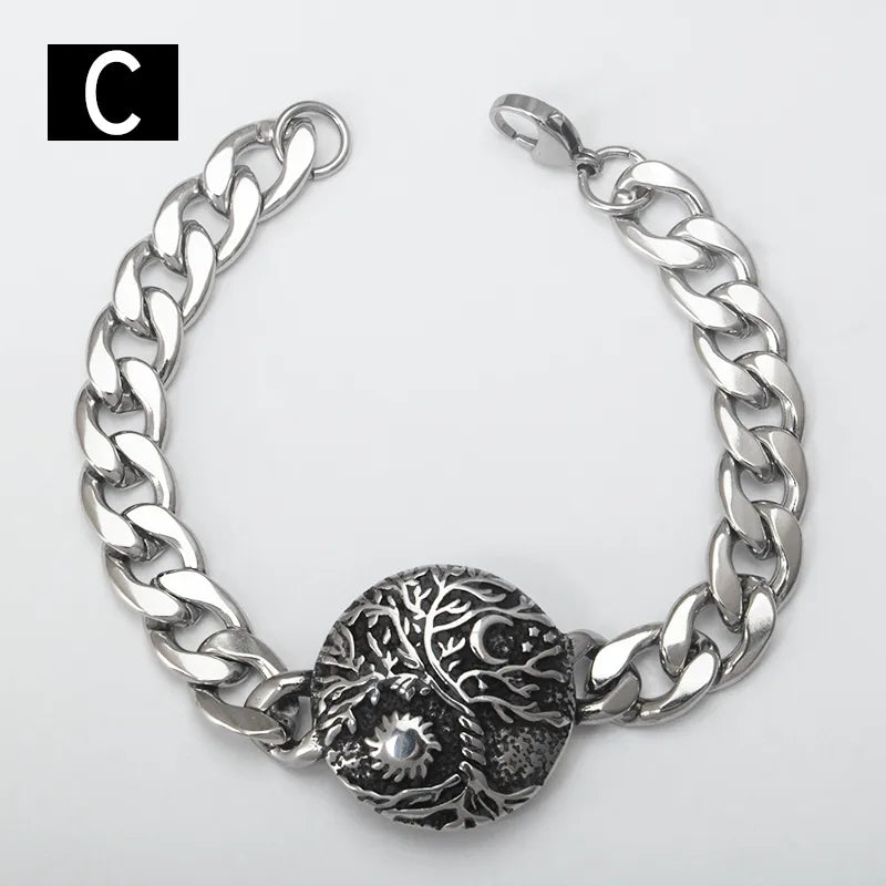 Hip-Hop Punk Classic Style Geometric Titanium Steel Unisex Bracelets Men Chain Bracelets
