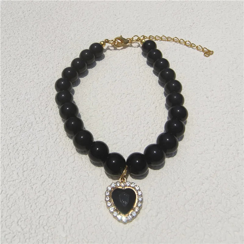Europe and the United States  fashion foreign trade cat and dog jewelry imitation pearl love gem pendant pet necklace multi-color optional
