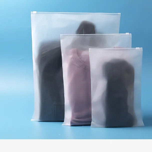 Clothing packaging bag frosted zipper bag frosted bag in stock printed transparent pe plastic Ziplock bag CPE frosted pull