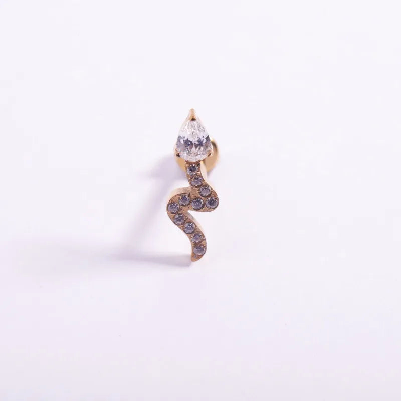 1 Piece Lip Rings Casual Punk Simple Style Cross Letter Heart Shape Titanium Alloy Polishing Plating Zircon 18K Gold Plated Lip Rings Ear Cartilage Rings & Studs