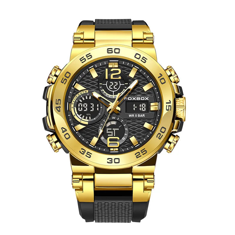 new fashion multi-functional sports waterproof quartz double display calendar electric watch men's FOXBOX