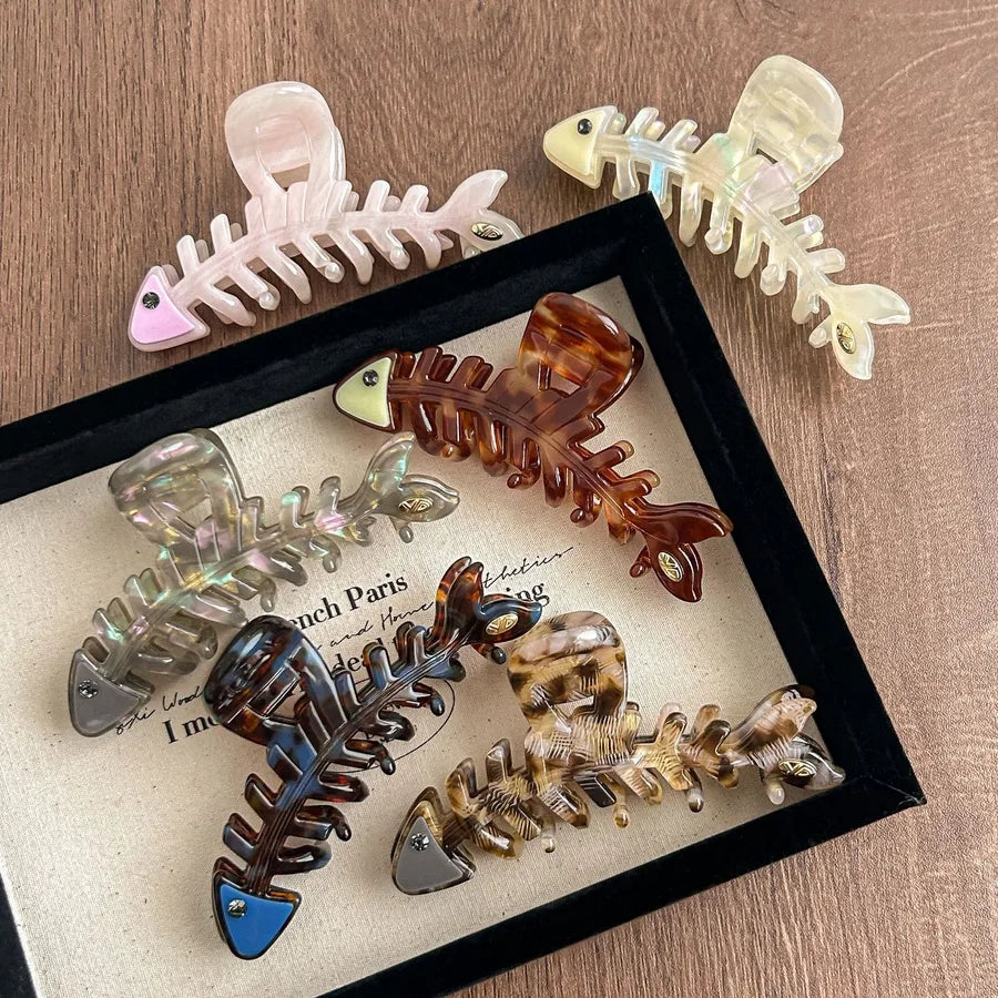 Original Large Size Fishbone Acetate Hair Clip Women's Elegant French Style Cute Shark Hair Clip Stylish Hair Accessories