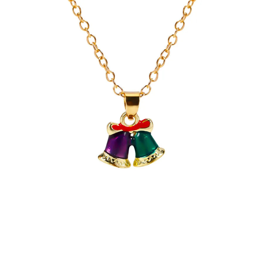 Christmas Themed Alloy Pendant Necklace With Bell Snowflake Design Geometric Pattern For Men And Women Christmas Tree Santa Claus Deer Stick