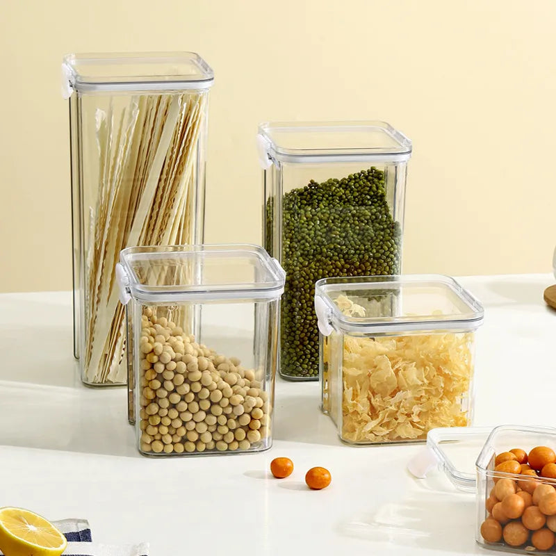 White sealed jar transparent storage box moisture-proof snack dry goods tea storage jar plastic jar grains kitchen