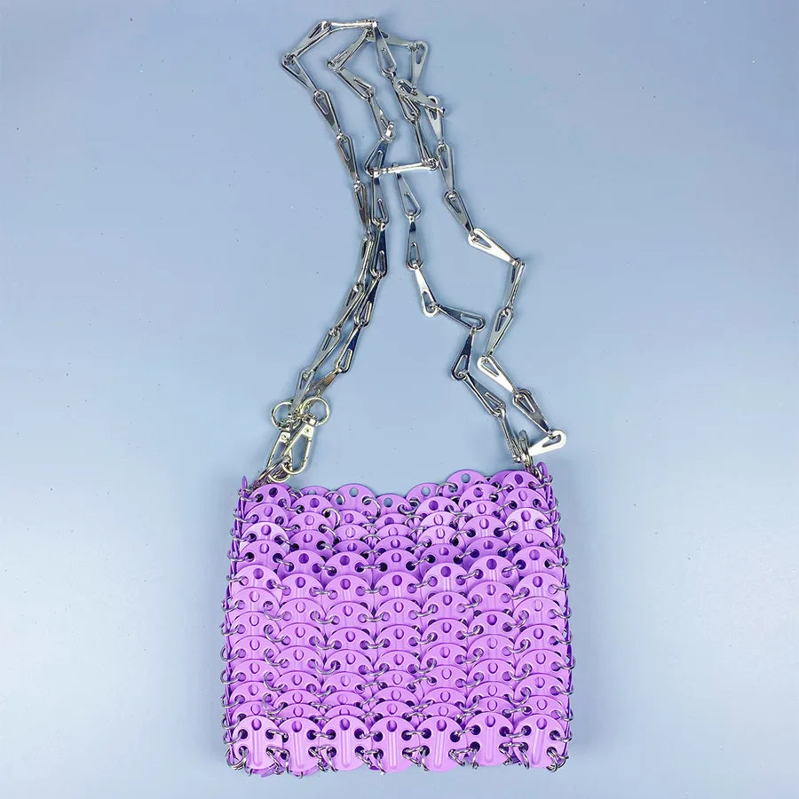 Women's Small Arylic Solid Color Streetwear Sequins Square Open Crossbody Bag