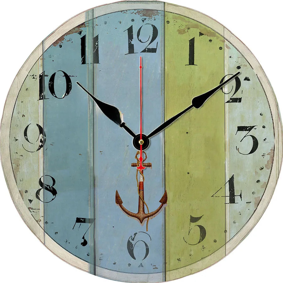 silent wall clock retro wood ocean clock wall sticker simple wall clock retro explosion hanging clock