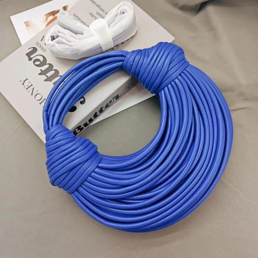 Women's Small Pu Leather Stripe Elegant Vacation Dumpling Shape Zipper Straw Bag