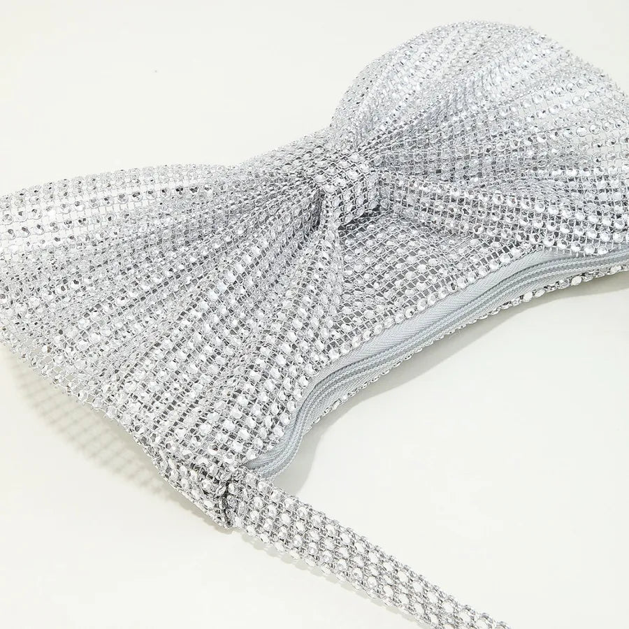 New Mini Party Evening Bag Glittering Rhinestone Embellished Butterfly Knot Decoration Unique Design Handbag Fashionable Clutch