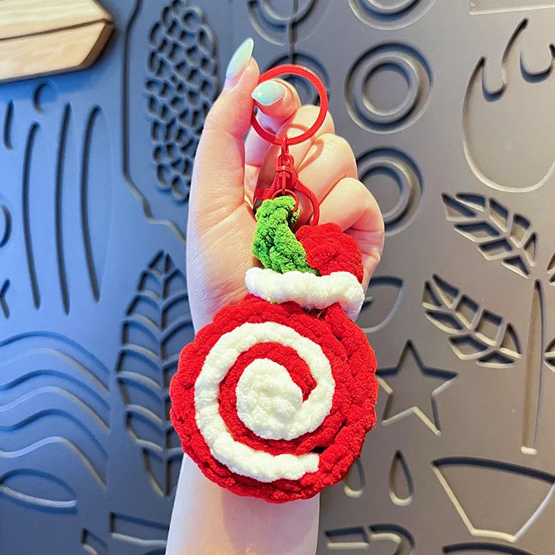 Creative Cartoon Plush Swiss Roll Keychain Cute Macaron Pendant Couple Bag Charm Small Gift Wholesale
