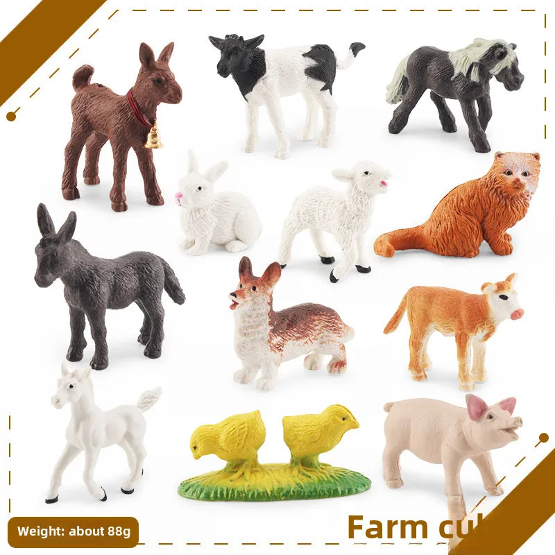 simulation mini farm poultry chicken duck goose cow gold small animal miniature model sand table ornaments wholesale