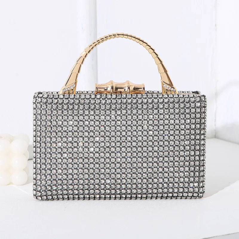 Silver Black Red Pu Leather Solid Color Square Evening Bags