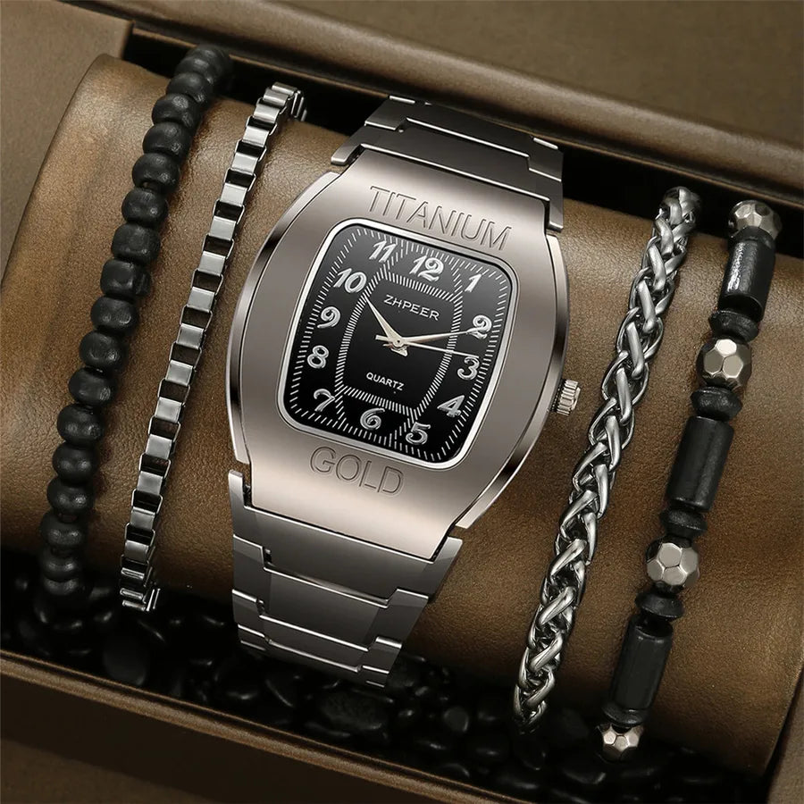 Business Solid Color Single Folding Buckle Quartz Men's Watches