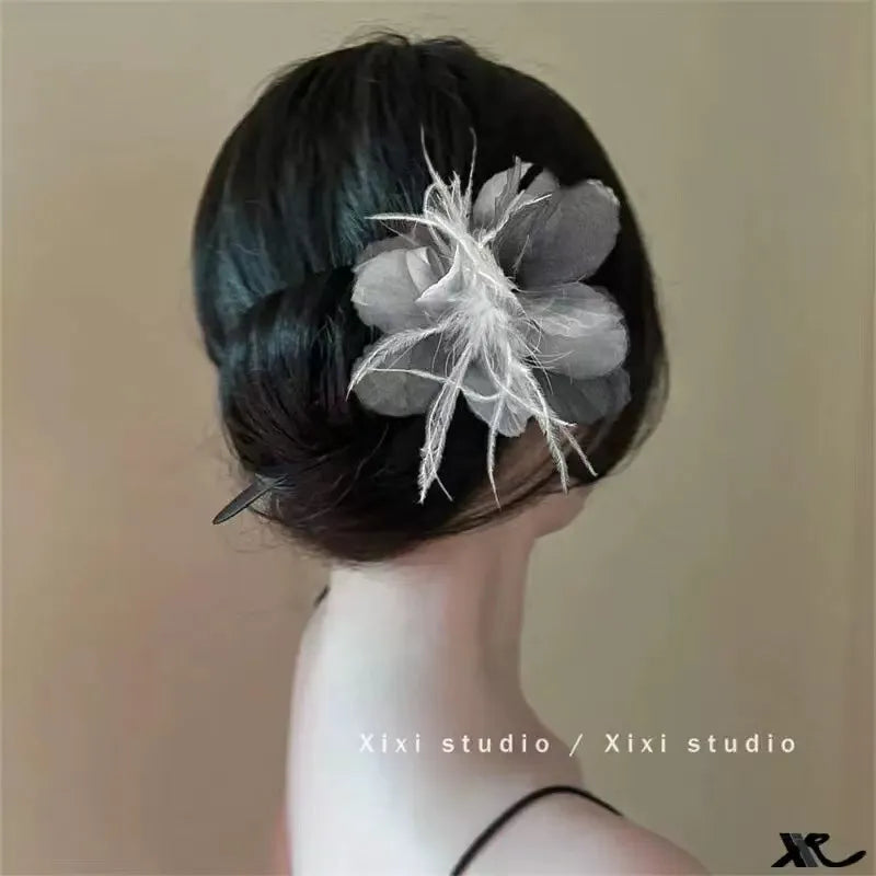 Super Fairy Artificial Flower Butterfly Flower Tassel Grip Female Sweet Style Unique and Exquisite Barrettes Ins All-Match Hair Accessories Fashion