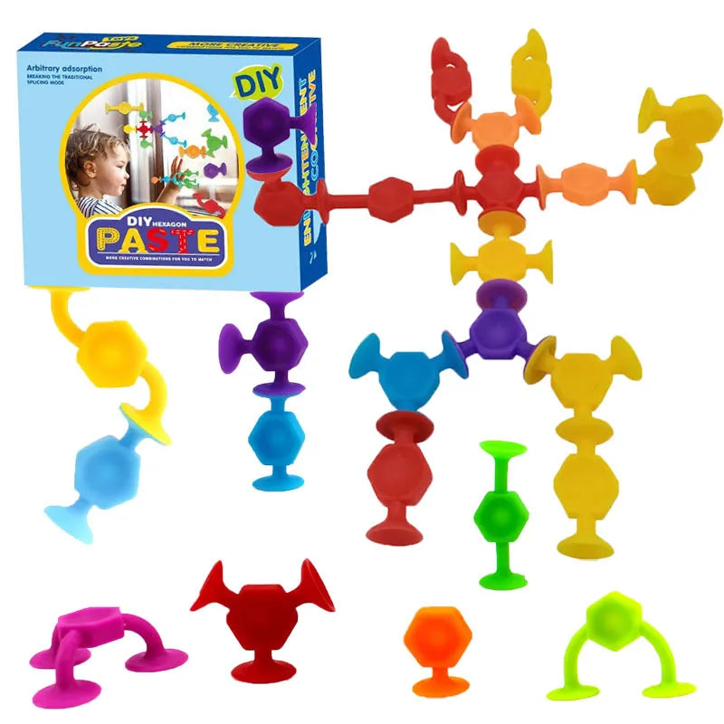 Hot Suction Cup Soft Building Blocks Suction Music Sticky Music Children's Educational DIY Variety Matching Building Blocks Toy