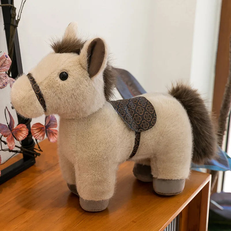 Soft Plush Toy Realistic Horse Doll Comforting Stuffed Animal Toy For Kids PP Cotton Material