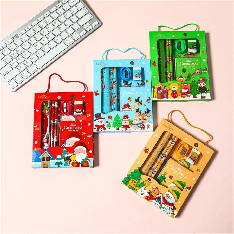 1 Set Cartoon School Christmas Wood Preppy Style Pencil