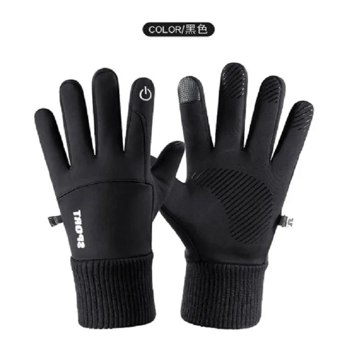 Gloves Men's Winter Touch Screen Warm Gloves Windproof Waterproof Cold-proof Fleece-lined Outdoor Sports Riding Gloves