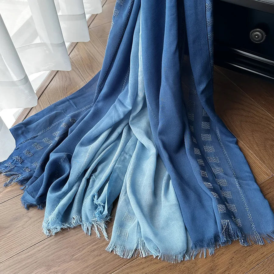 women's elegant gradient color cotton scarves & gloves