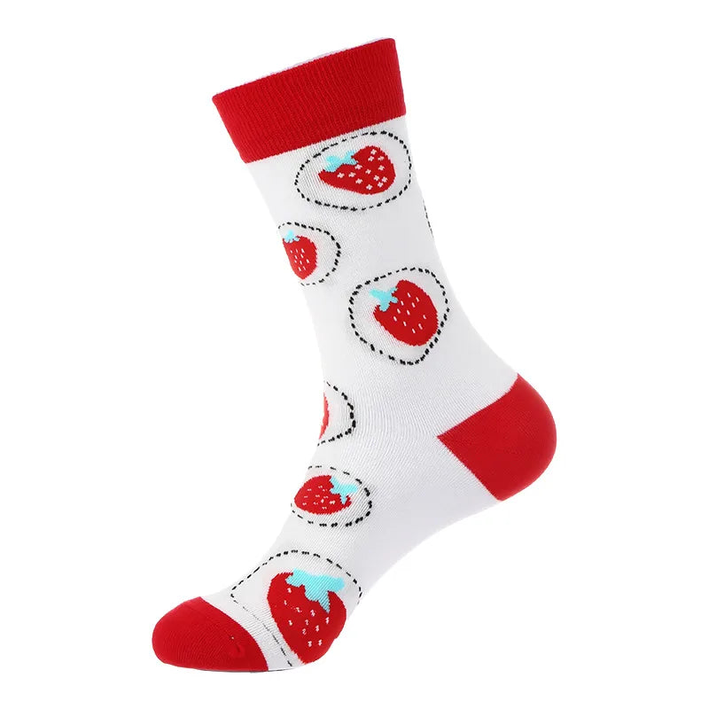 Men's Cute Streetwear Rabbit Smile Face Cotton Jacquard Crew Socks 10 Pairs Per Pack