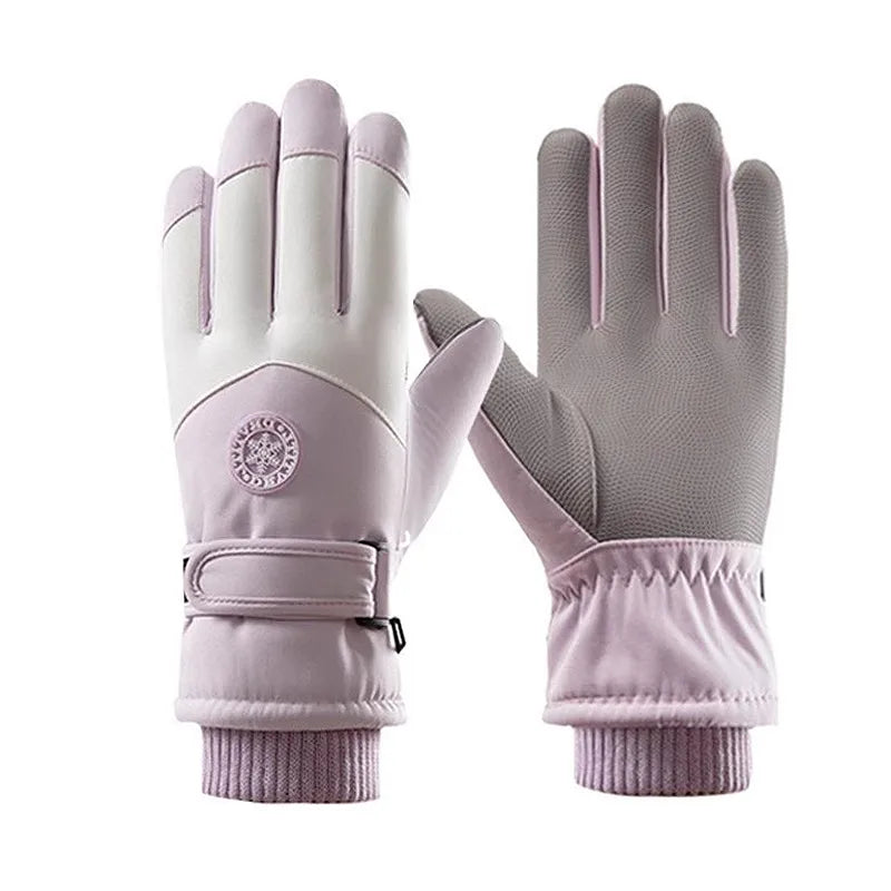 Men's and women's winter ski gloves cotton adult waterproof thickened mountaineering riding warm gloves outdoor snow five finger gloves
