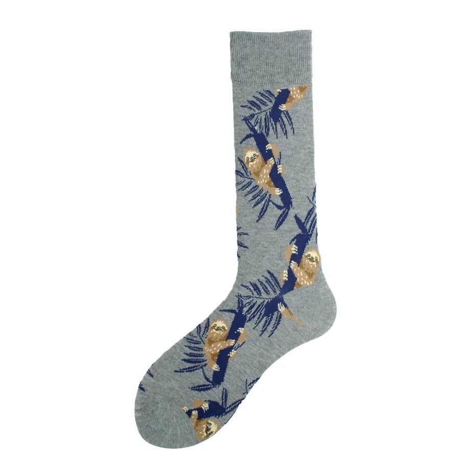men's cartoon style animal cotton ankle socks a pair