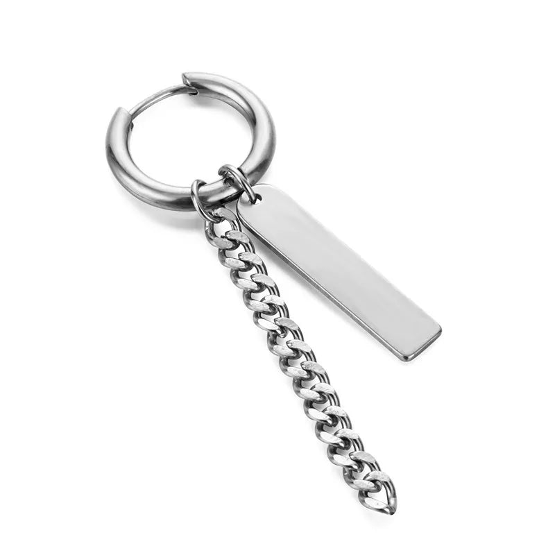1 Piece Halloween Simple Style Pentagram Skull Plating Chain Titanium Steel Drop Earrings