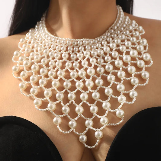 1 Piece Elegant Modern Style Geometric Imitation Pearl Women's Beaded Chain Lobster Trigger Clasp Closure Layered Necklaces