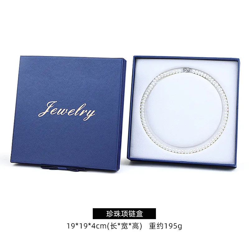 Elegant Pearl Necklace Box Double Open Mother's Day Goddess Gift Jewelry Packaging Paper Touch Feeling Gold Stamping