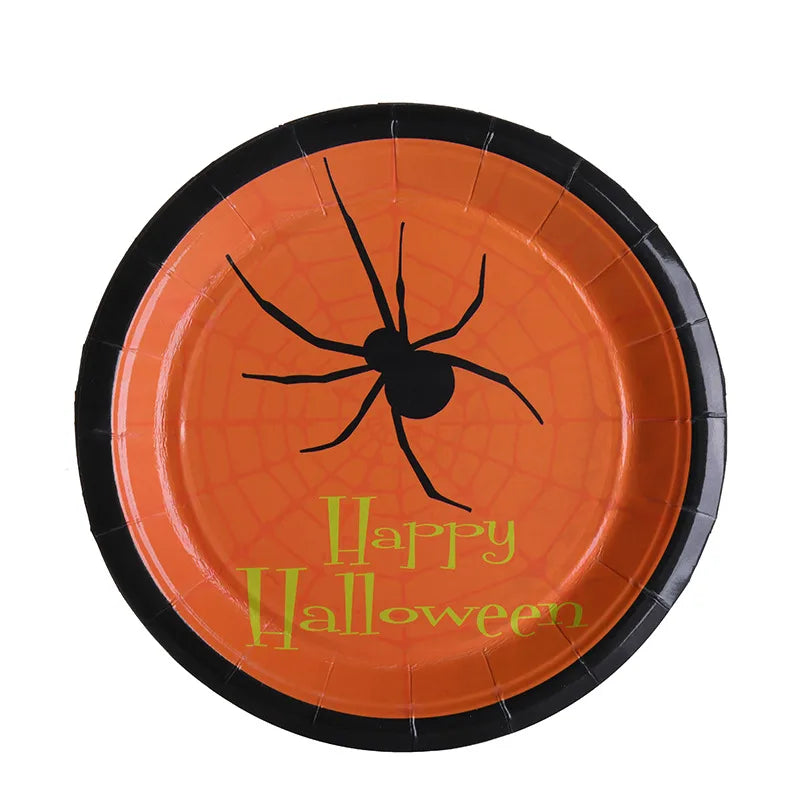 halloween simple style pumpkin spider paper festival tableware