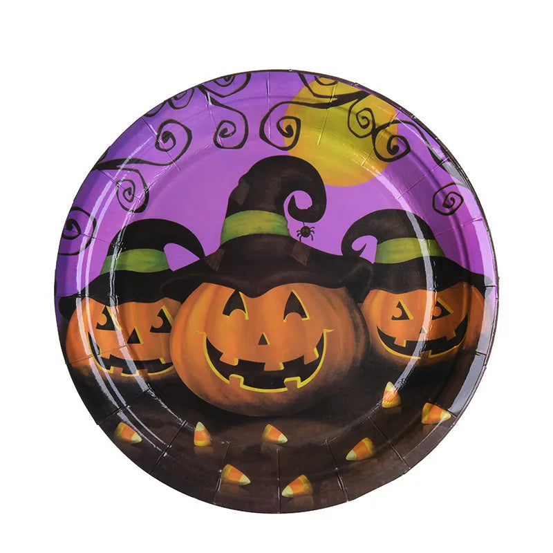 halloween simple style pumpkin spider paper festival tableware